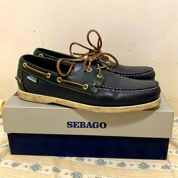 Sebago Spinnaker boat shoes navy leather men’s size 10 (12) Docksides Man PORTLAND SPINNAKER NBK FGL Mocassin BLUE NAVY  main image 3